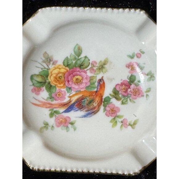 Vintage Bavaria Germany Square Porcelain Trinket Dishes Gold Trim & Floral Set 2 - Picture 4 of 8